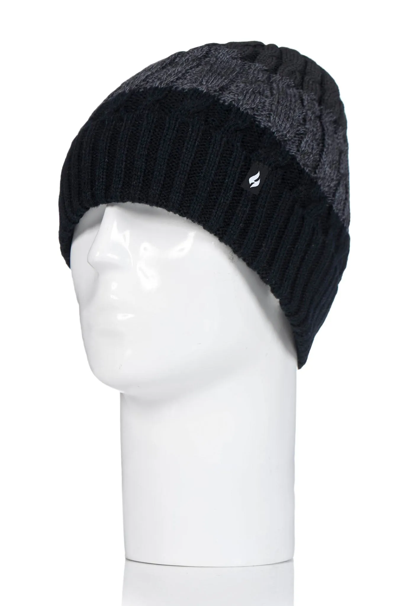 Men's Mavis Three-Tone Cable Knit Roll Up Hat sold by Heat Holders product image thumbnail 4