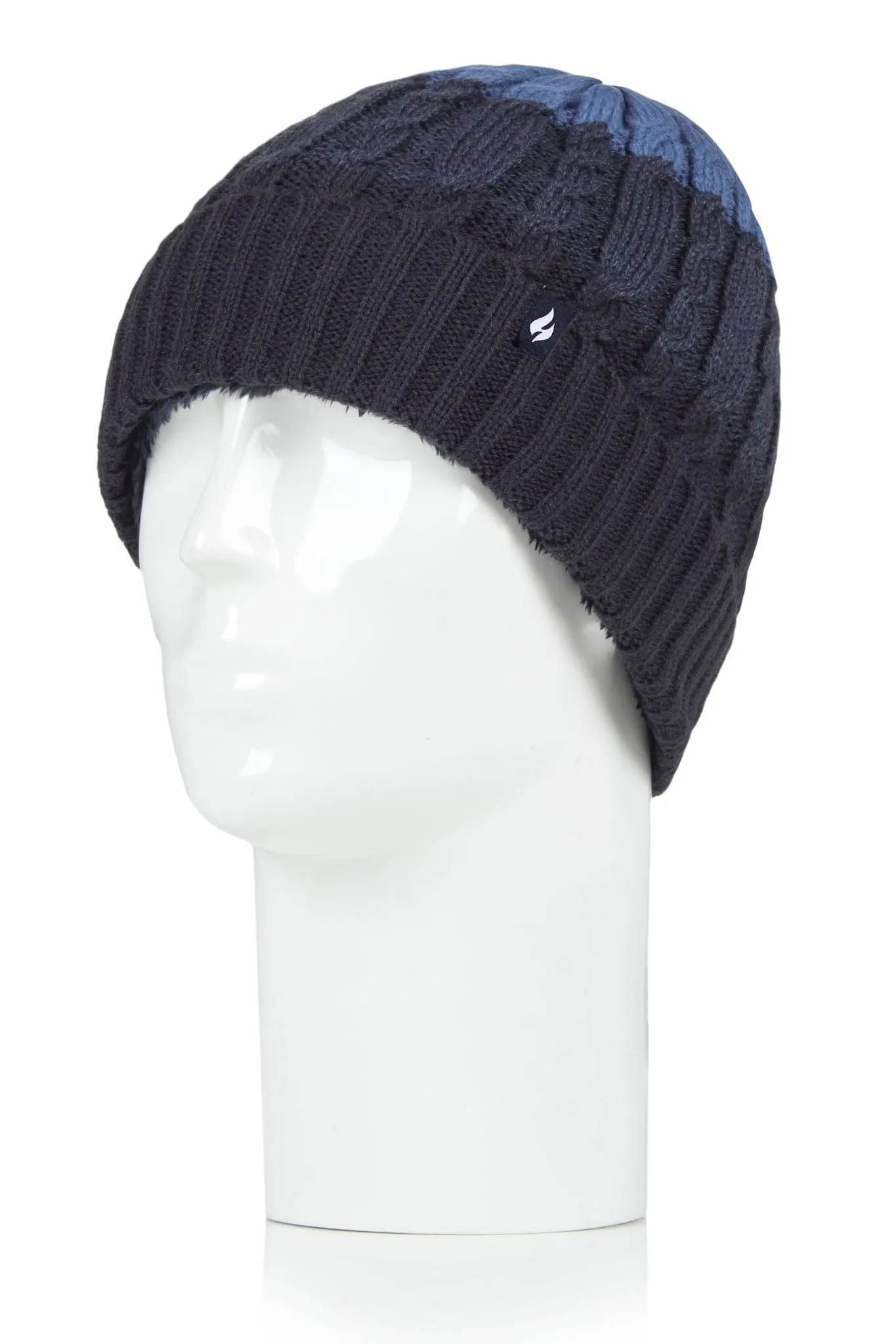 Men's Mavis Three-Tone Cable Knit Roll Up Hat sold by Heat Holders product image thumbnail 3