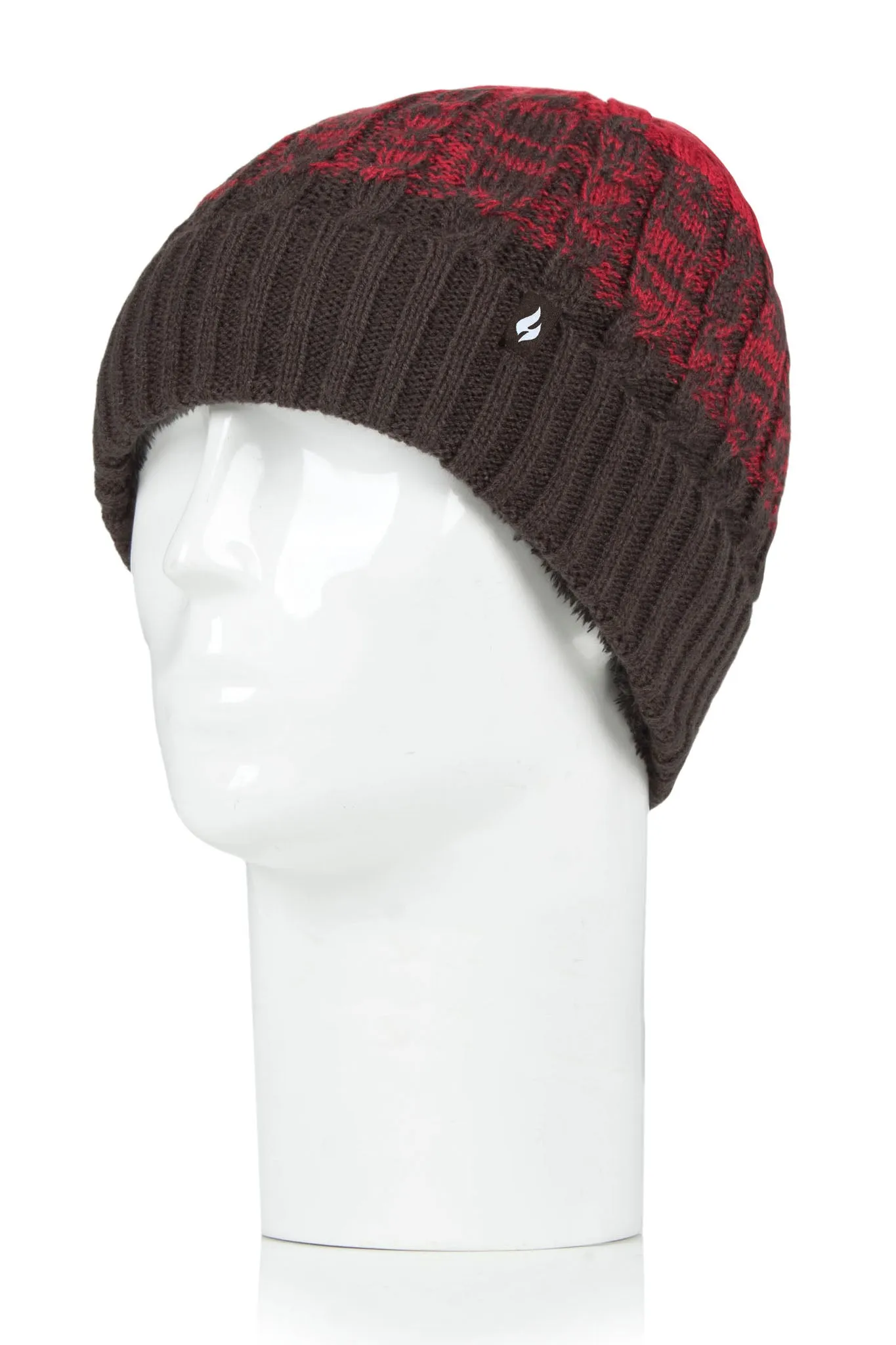 Men's Mavis Three-Tone Cable Knit Roll Up Hat sold by Heat Holders product image thumbnail 2