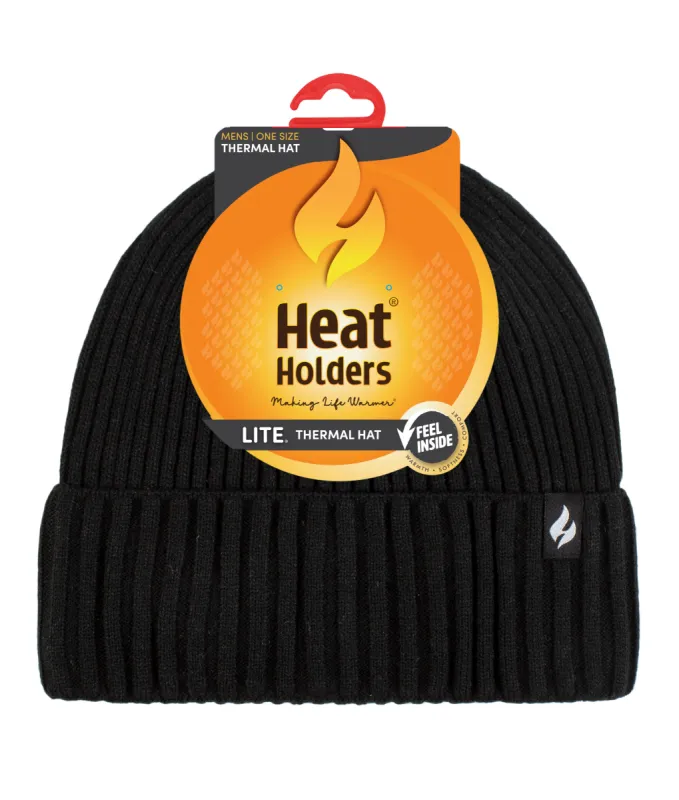 Men's LITE Oliver Rib Knit Roll Up Hat sold by Heat Holders