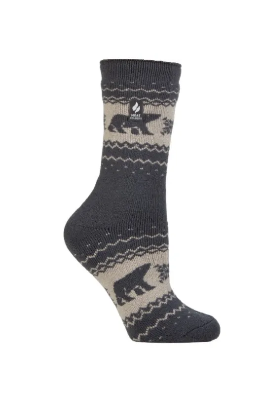 Women's Lite Jade Holiday Polar Bear Crew Socks sold by Heat Holders
