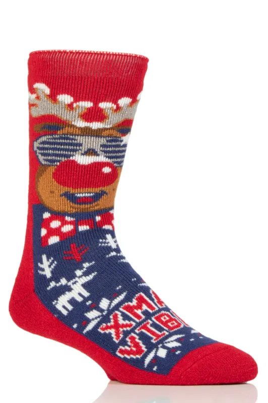 Men's Ultra Lite Eddie Jazzy Reindeer Crew Socks sold by Heat Holders