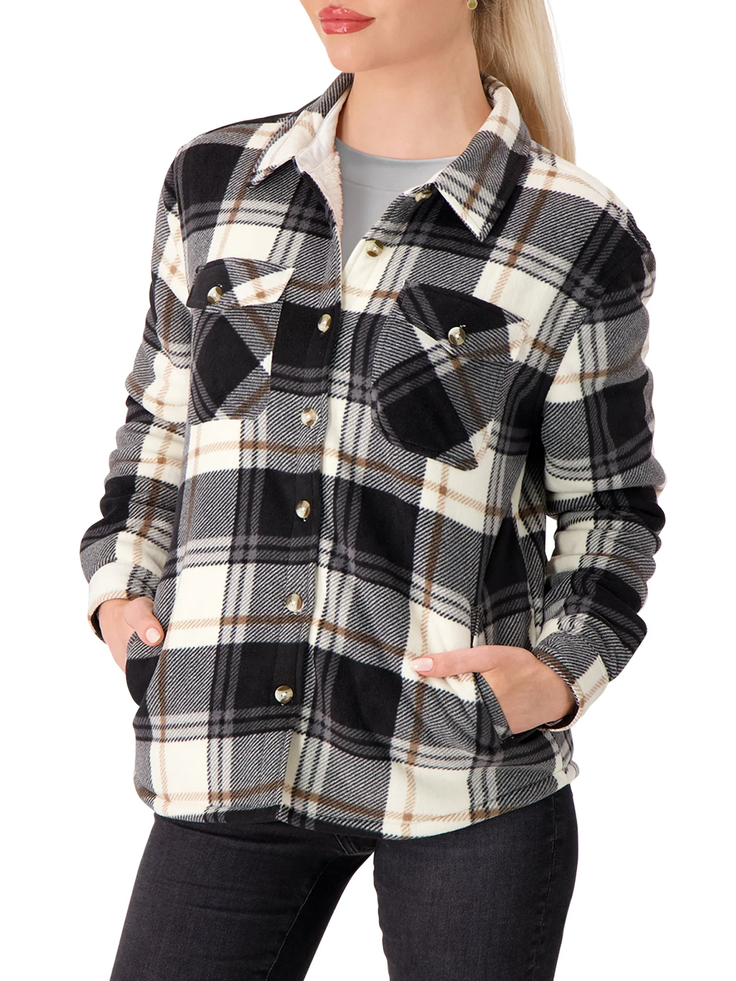 Women's Jacqueline Long Sleeve Plaid Shirt Jacket sold by Heat Holders product image thumbnail 5