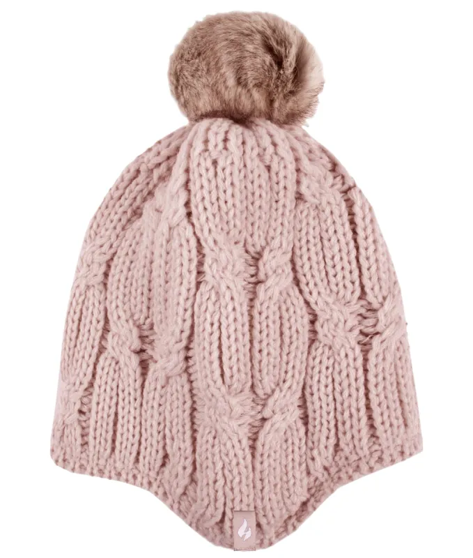 Women's Nikki Cosy Ears Hat w/ Pom Pom sold by Heat Holders