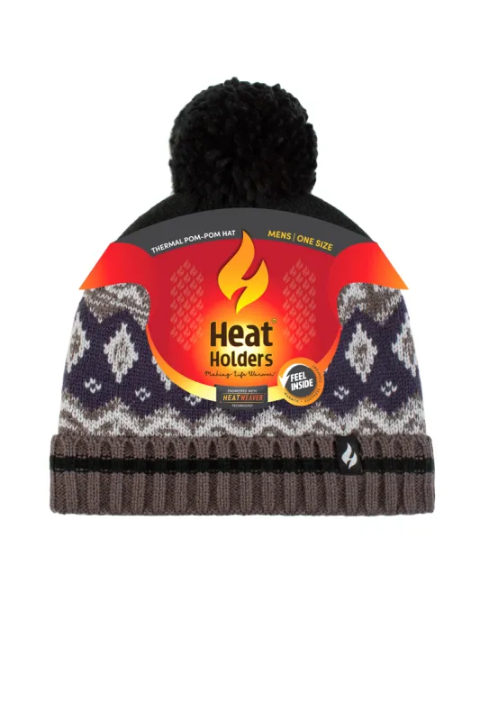 Men's Dylan Patterned Hat with Pom pom sold by Heat Holders