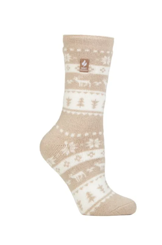 Women's Jade Holiday LITE® Fairisle Crew Socks sold by Heat Holders