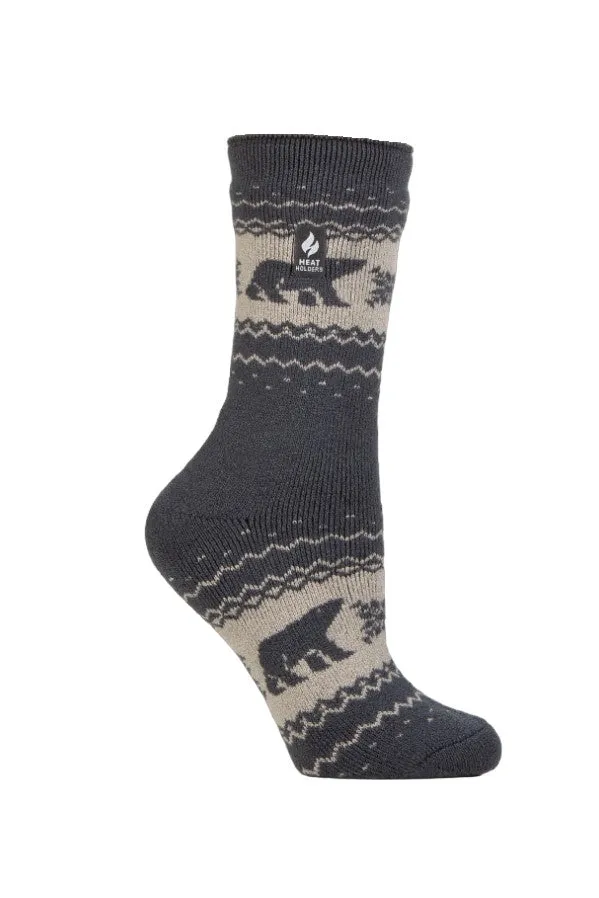 Women's Jade Holiday LITE® Polar Bear Crew Socks sold by Heat Holders