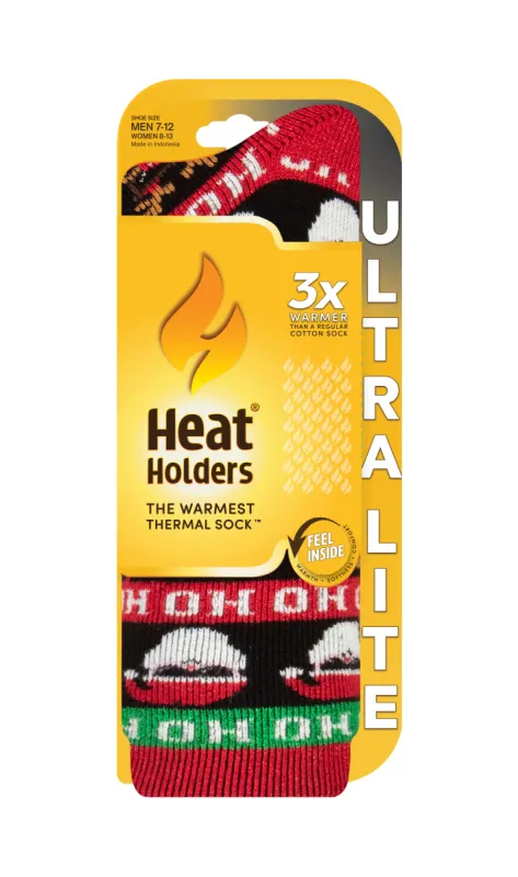 Men's Eddie Santa ULTRA LITE® Ho Ho Ho Crew Socks sold by Heat Holders