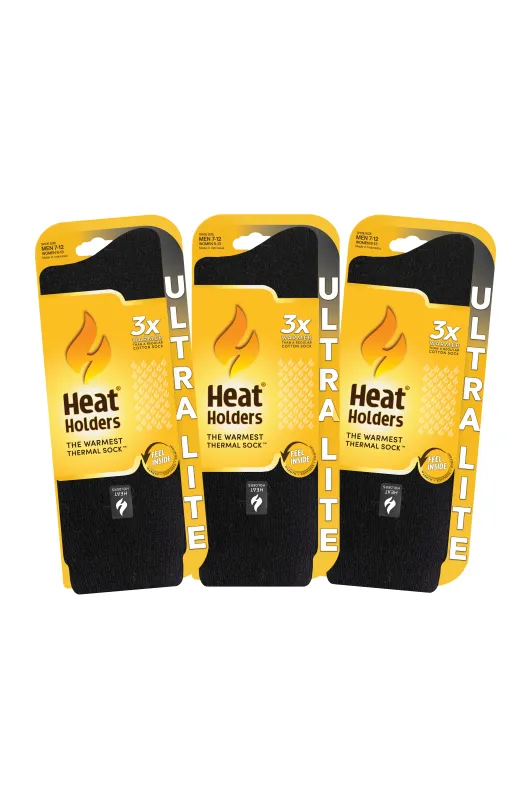 Men's Ultra Lite socks 3-Pack in Black sold by Heat Holders
