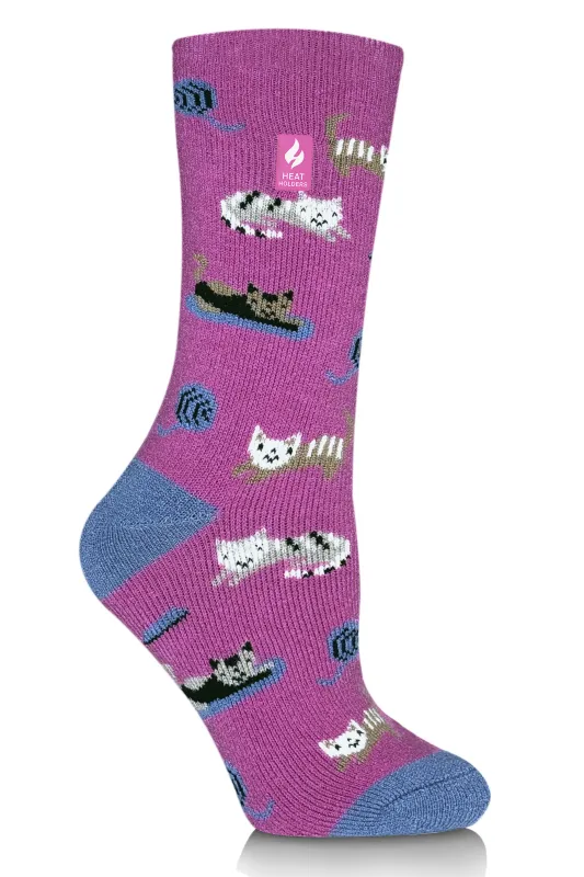 Women's LITE™ Fauna  Cats Novelty Crew Sock made by Heat Holders
