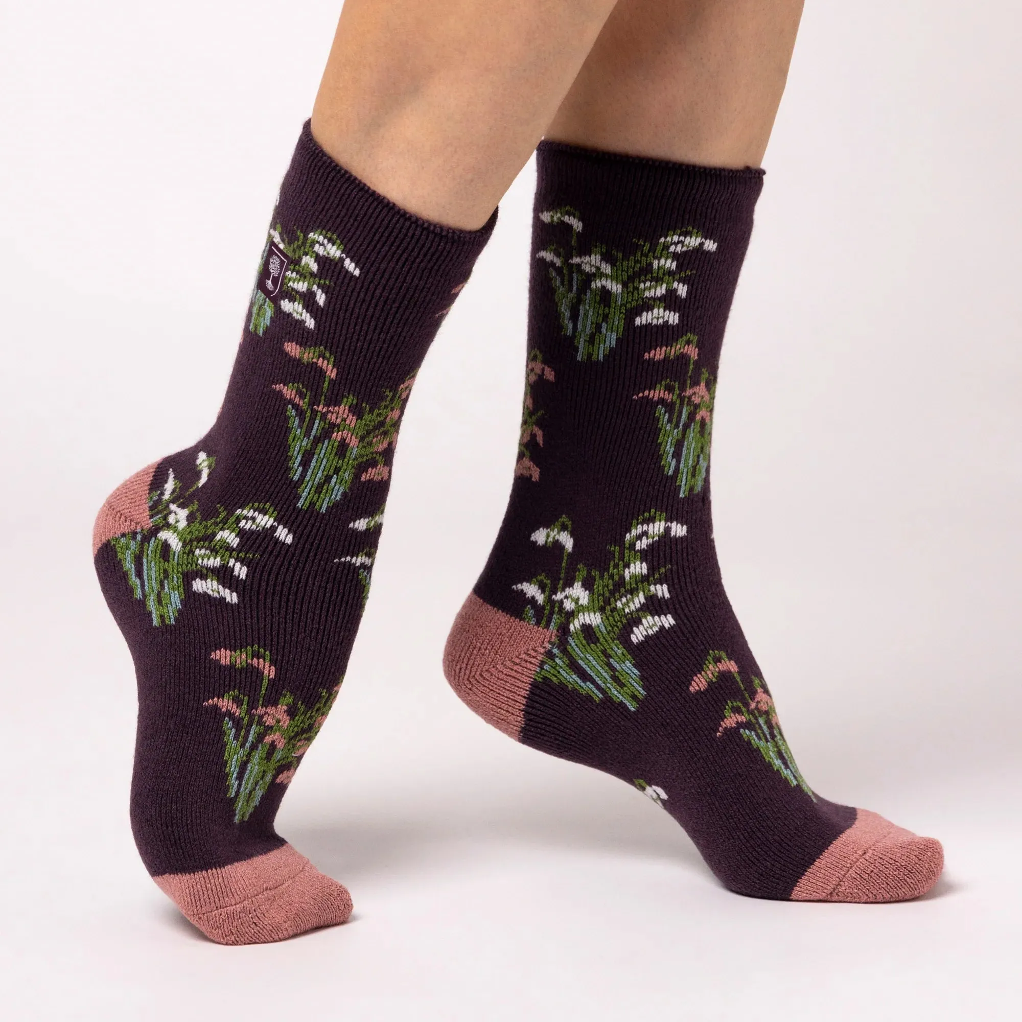 Women's Lite RHS Snowdrops Crew Sock Mulberry sold by Heat Holders product image thumbnail 3