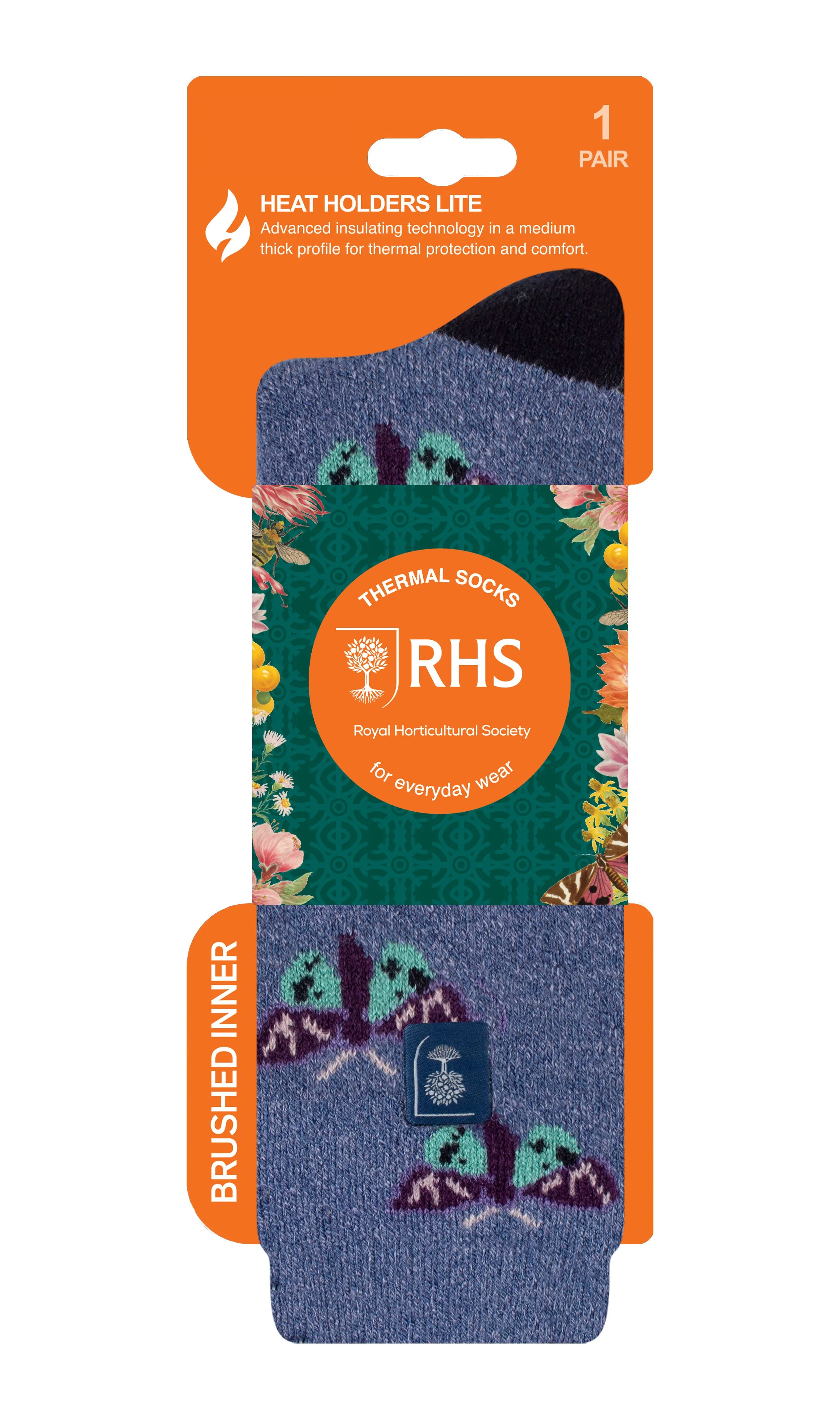 Women's Lite RHS Butterflies Crew Sock Denim sold by Heat Holders product image thumbnail 2