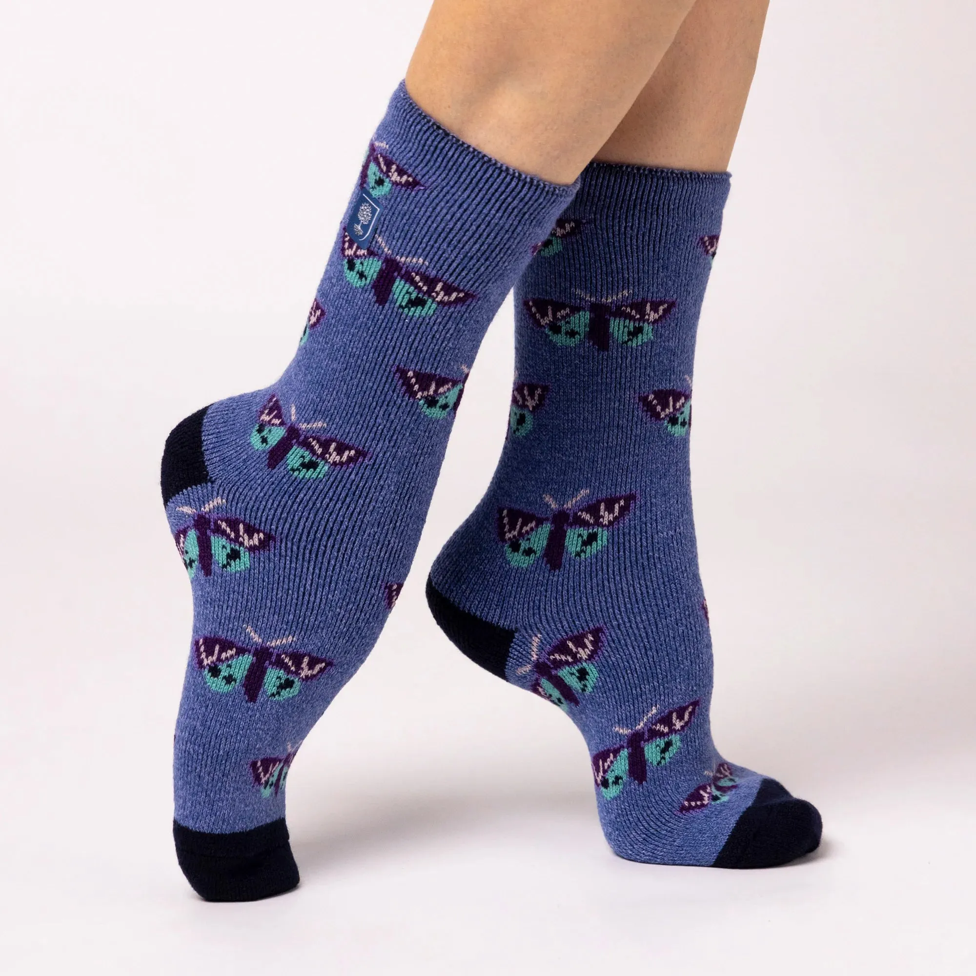 Women's Lite RHS Butterflies Crew Sock Denim sold by Heat Holders product image thumbnail 3