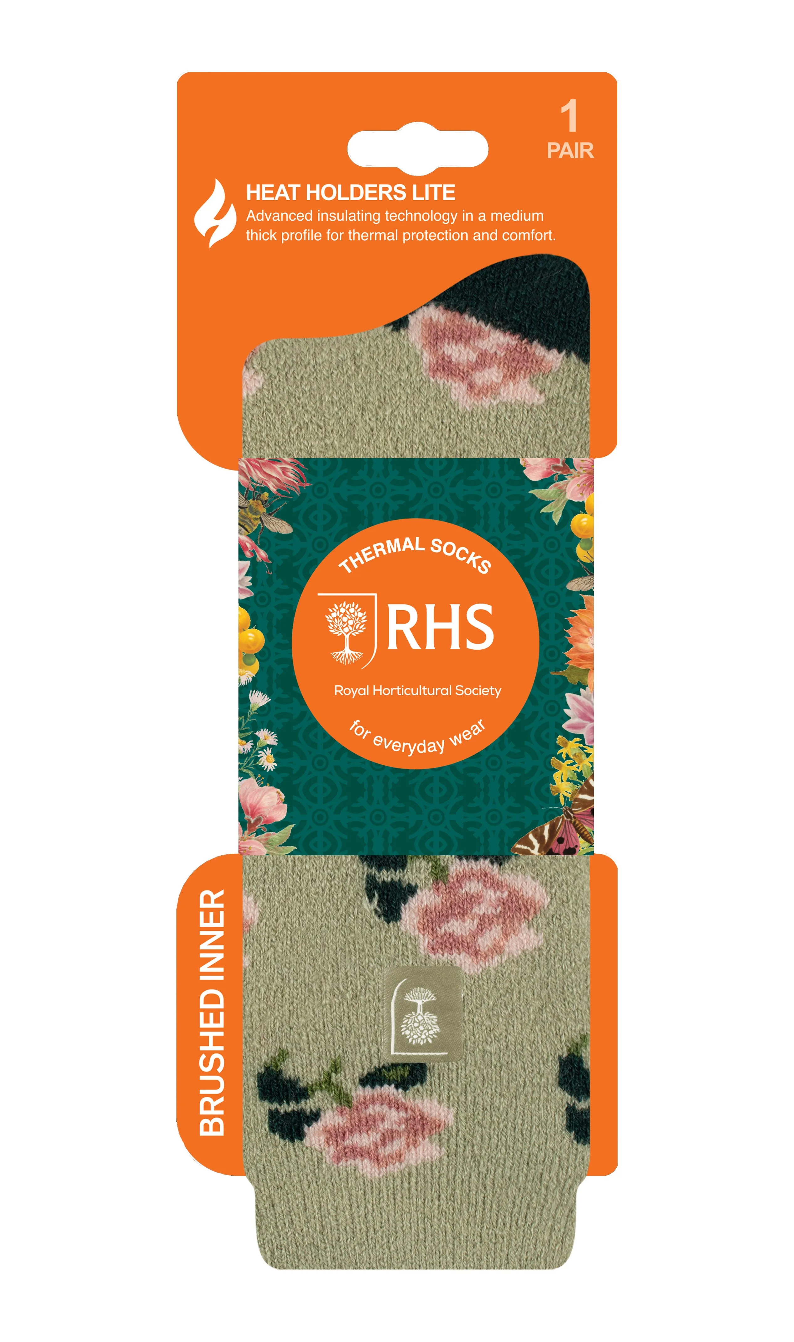 Women's Lite RHS Roses Crew Sock Sage sold by Heat Holders product image thumbnail 2