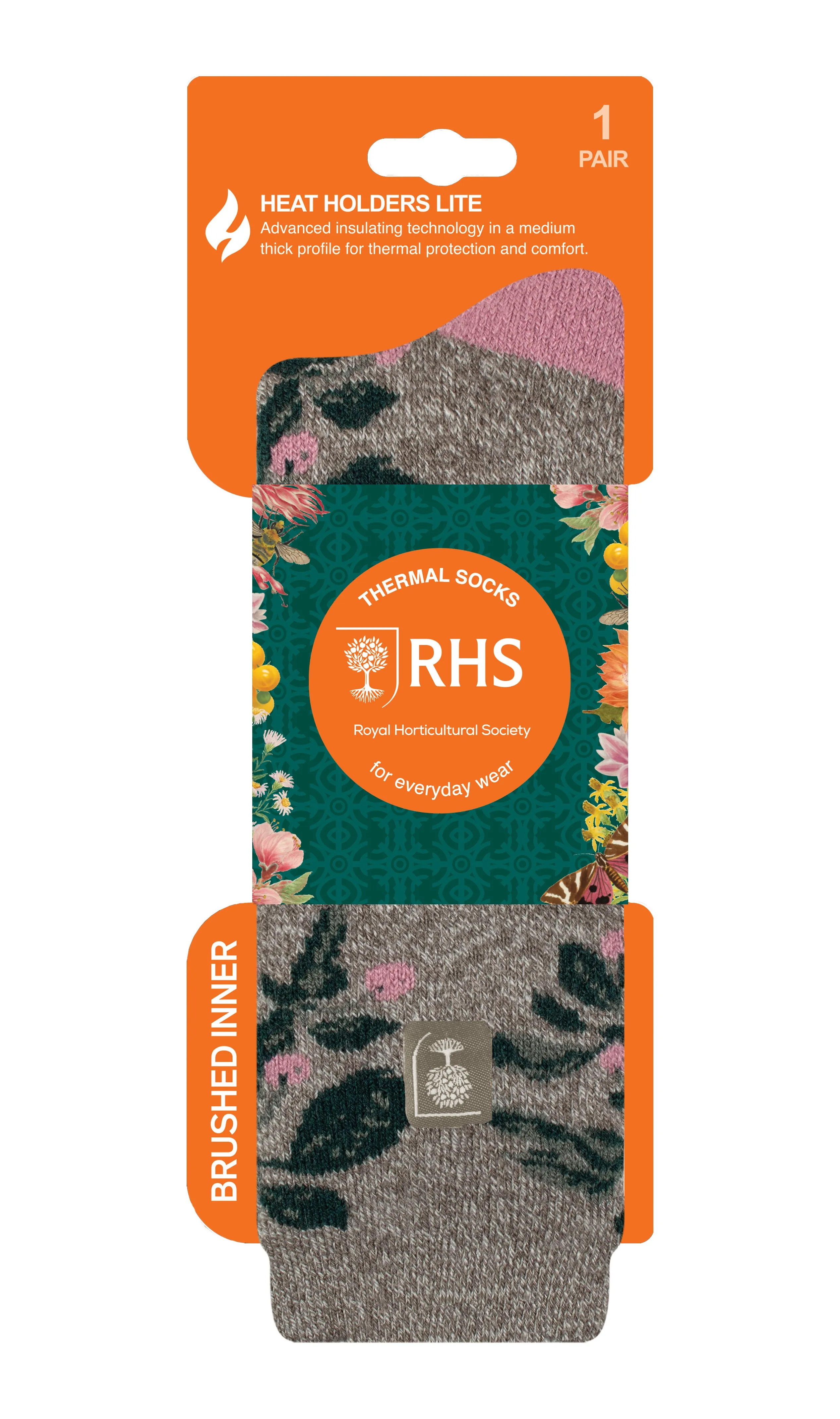 Women's Lite RHS Berries Crew Sock Grey sold by Heat Holders product image thumbnail 2