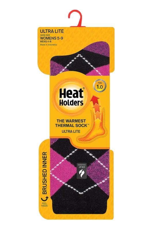 Women's Delilah ULTRA LITE™ Argyle Crew Socks sold by Heat Holders