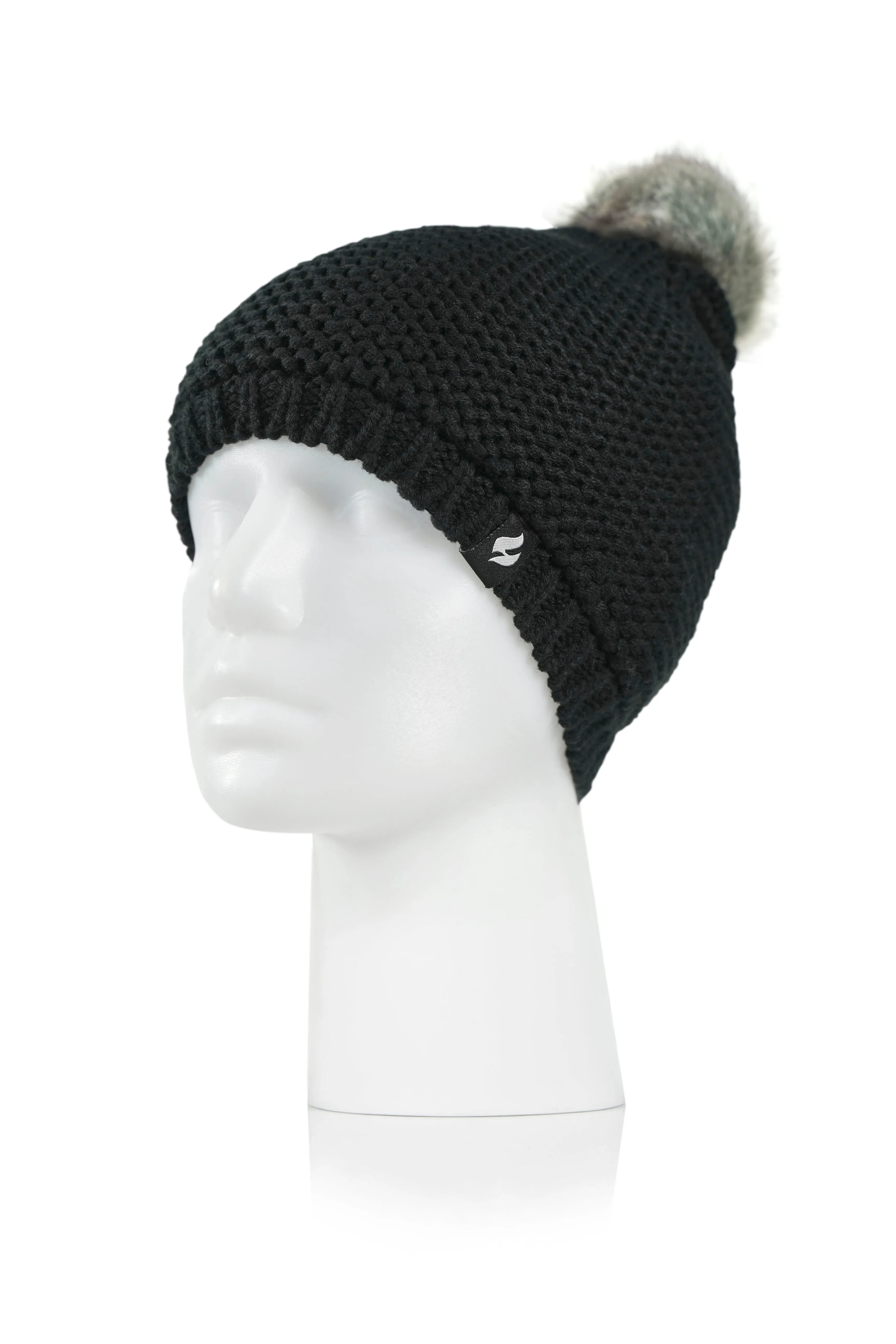 Women's Paris Purl Stitch Knit Hat With Pom Pom sold by Heat Holders product image thumbnail 2