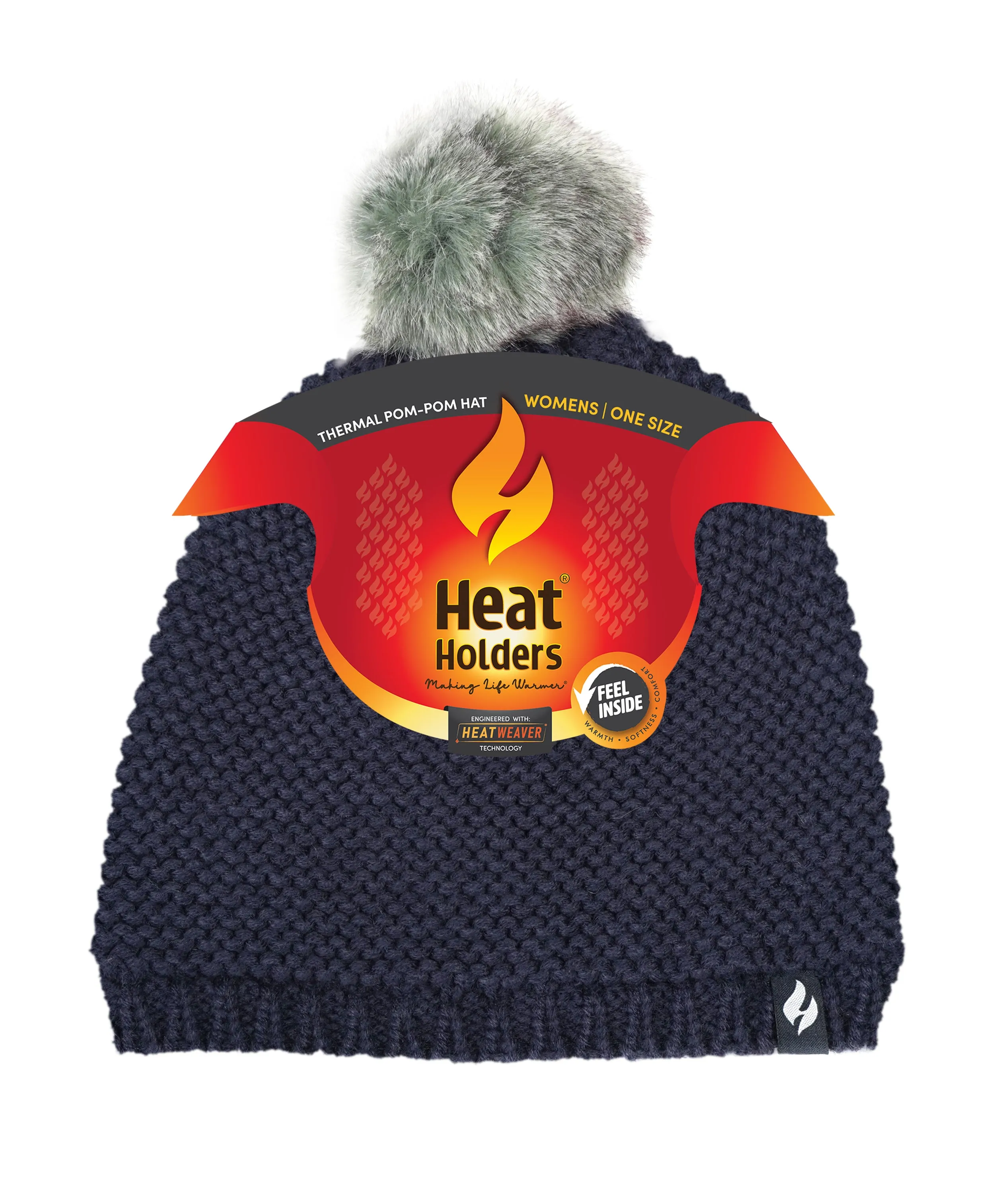 Women's Paris Purl Stitch Knit Hat With Pom Pom sold by Heat Holders product image thumbnail 4