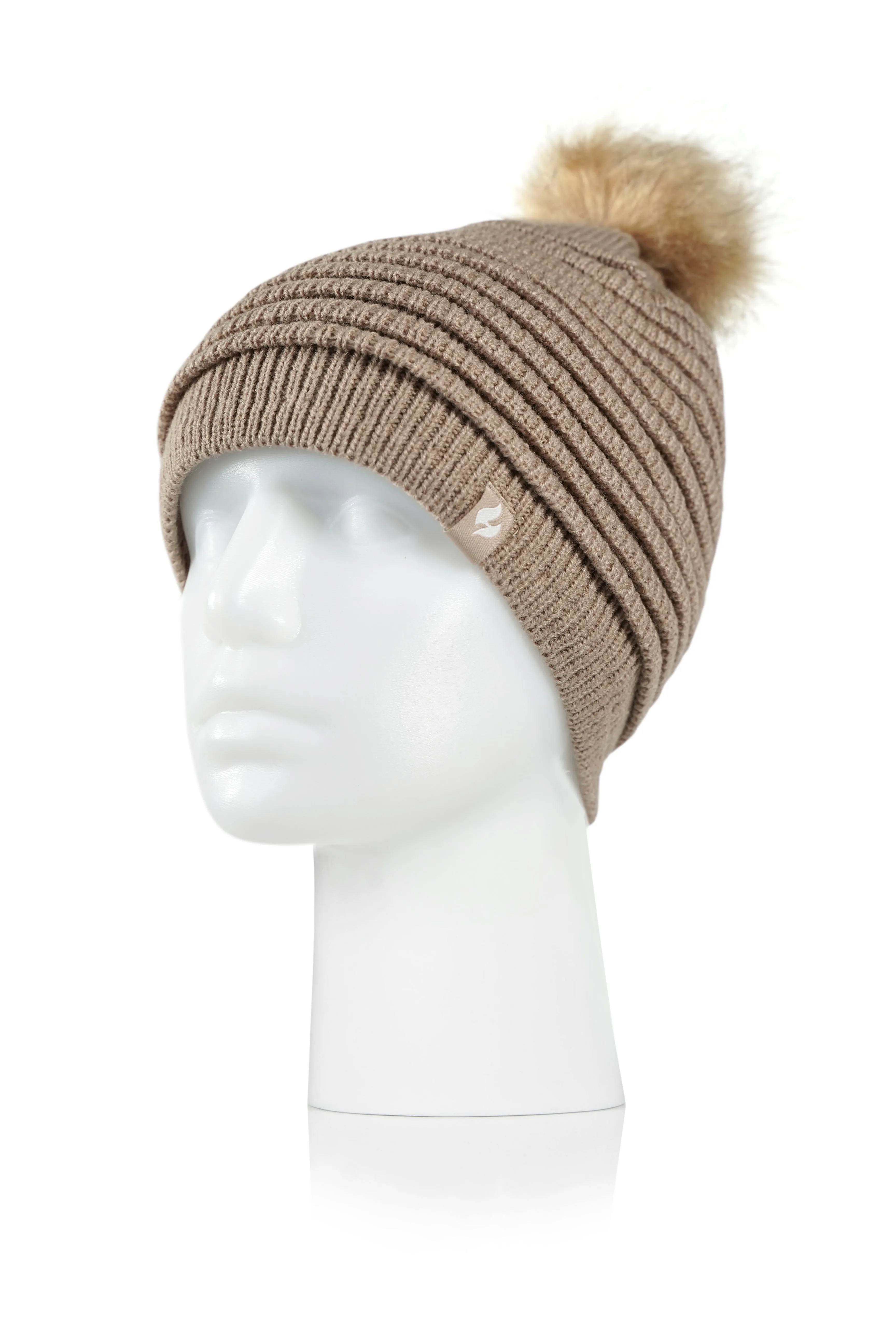 Women's Cannes Ribbed Hat With Pom Pom sold by Heat Holders product image thumbnail 3