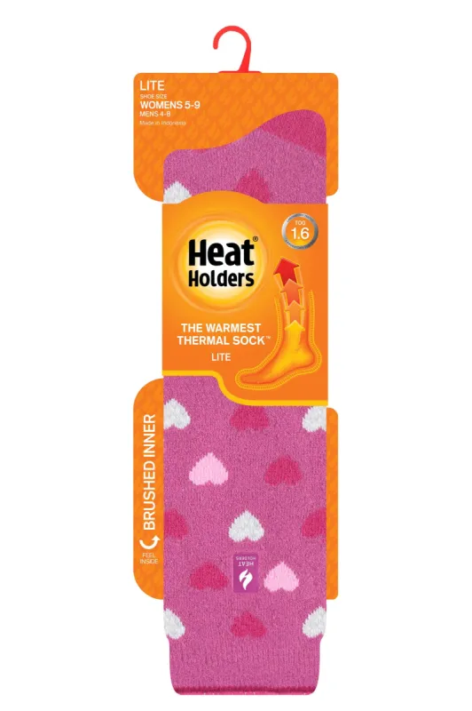 Women's Mahonia LITE™ Jacquard Hearts Long Socks sold by Heat Holders