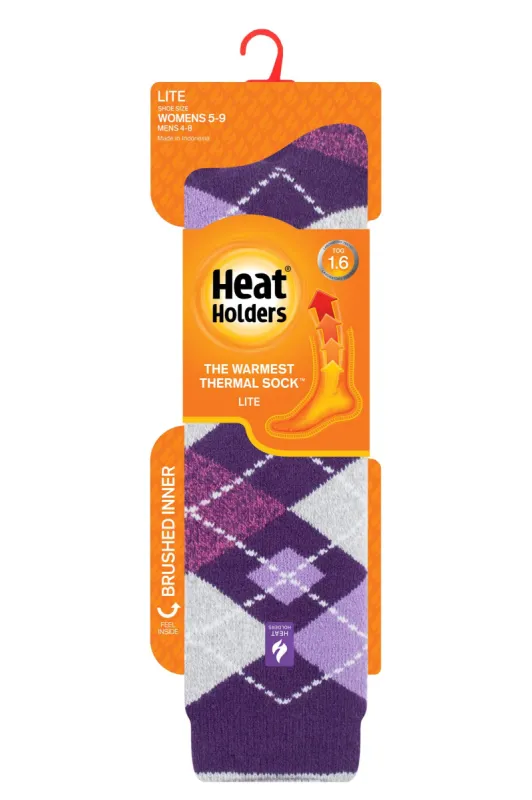 Women's Mahonia LITE™ Jacquard Argyle Long Socks sold by Heat Holders