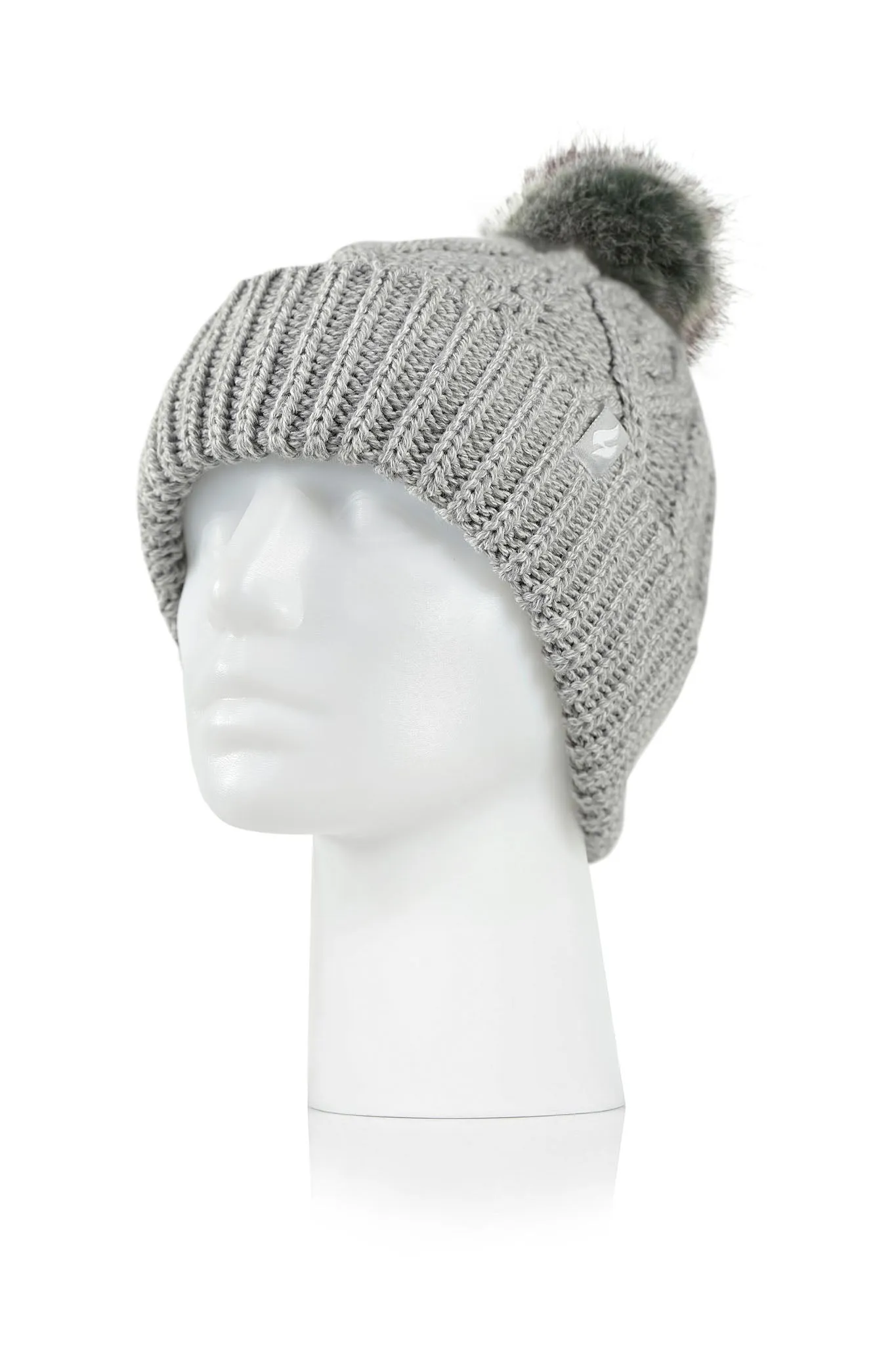 Women's Brina Solid Cable Knit Roll Up Hat with Pom-Pom sold by Heat Holders product image thumbnail 5