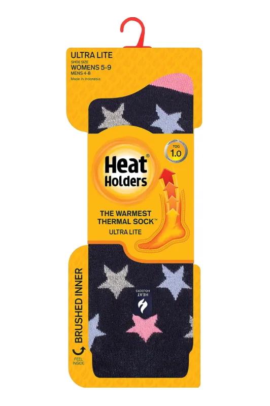 Women's Cosmos ULTRA LITE™ Solid Star Crew Socks sold by Heat Holders