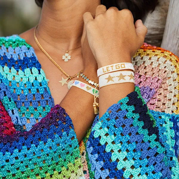 White with Gold Stars Beaded Bracelet sold by HART product image thumbnail 3