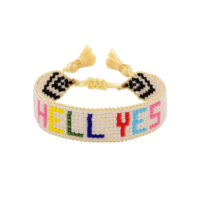 Rainbow HELL YES Beaded Bracelet sold by HART