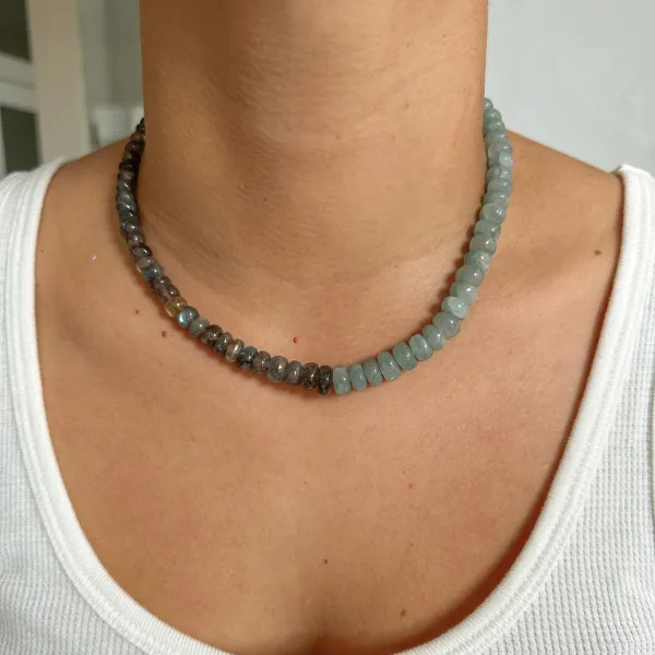 50/50 Amazonite + Labradorite Gemstone Necklace sold by HART product image thumbnail 2
