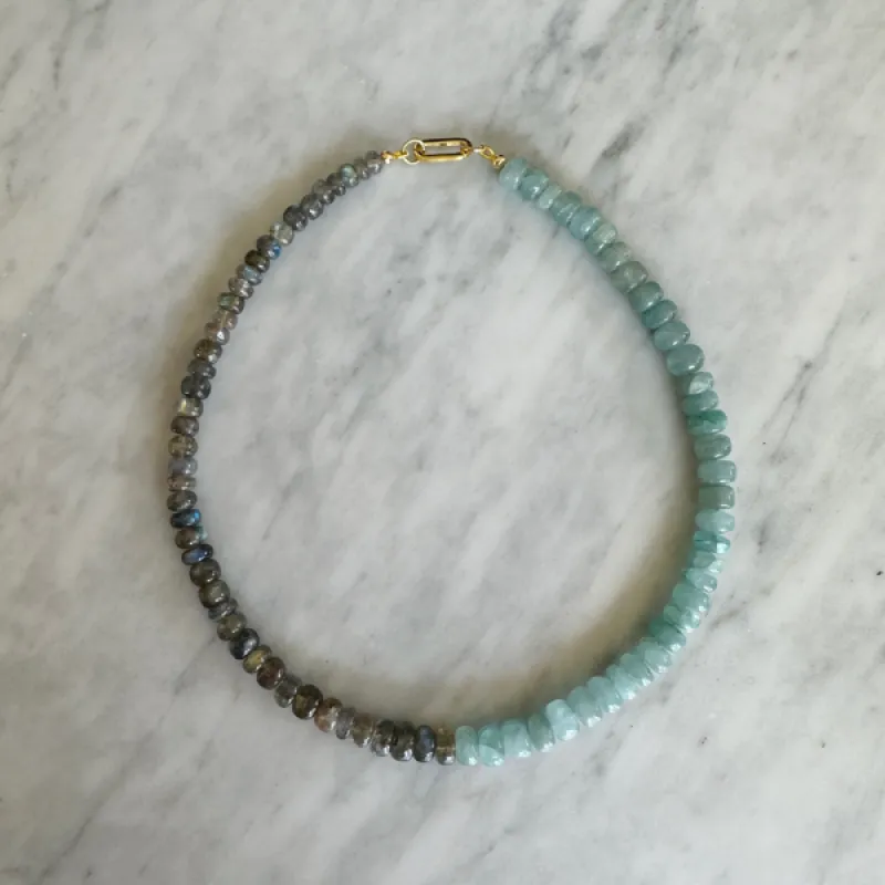 50/50 Amazonite + Labradorite Gemstone Necklace sold by HART
