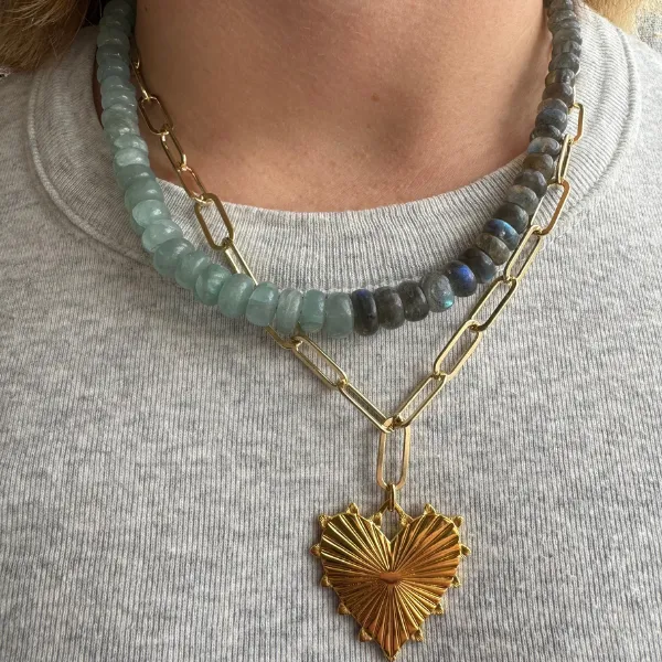 50/50 Amazonite + Labradorite Gemstone Necklace sold by HART product image thumbnail 3