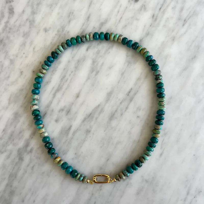 3x3 Chrysocolla & Natural Turquoise Gemstone Necklace sold by HART