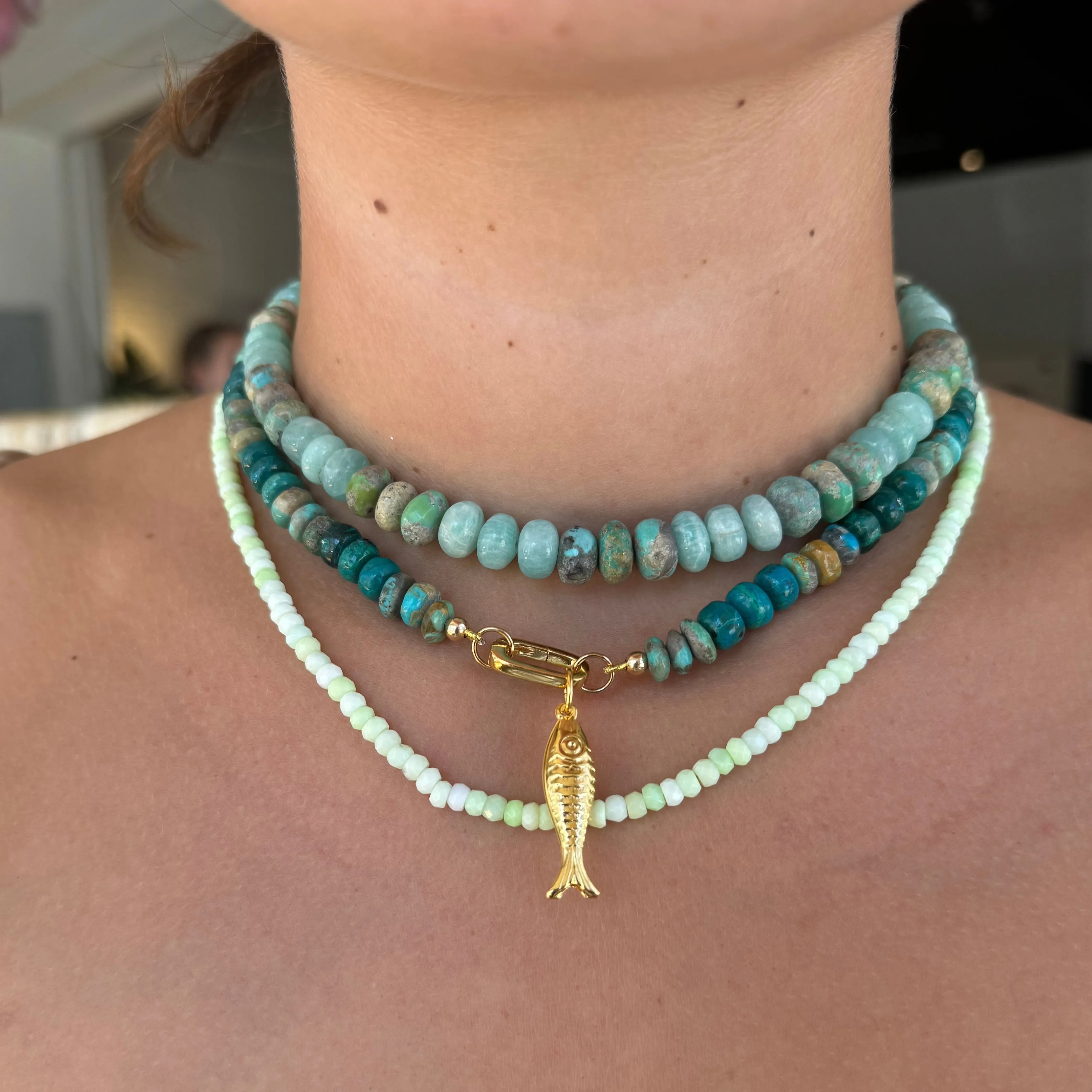 3x3 Chrysocolla & Natural Turquoise Gemstone Necklace sold by HART product image thumbnail 2