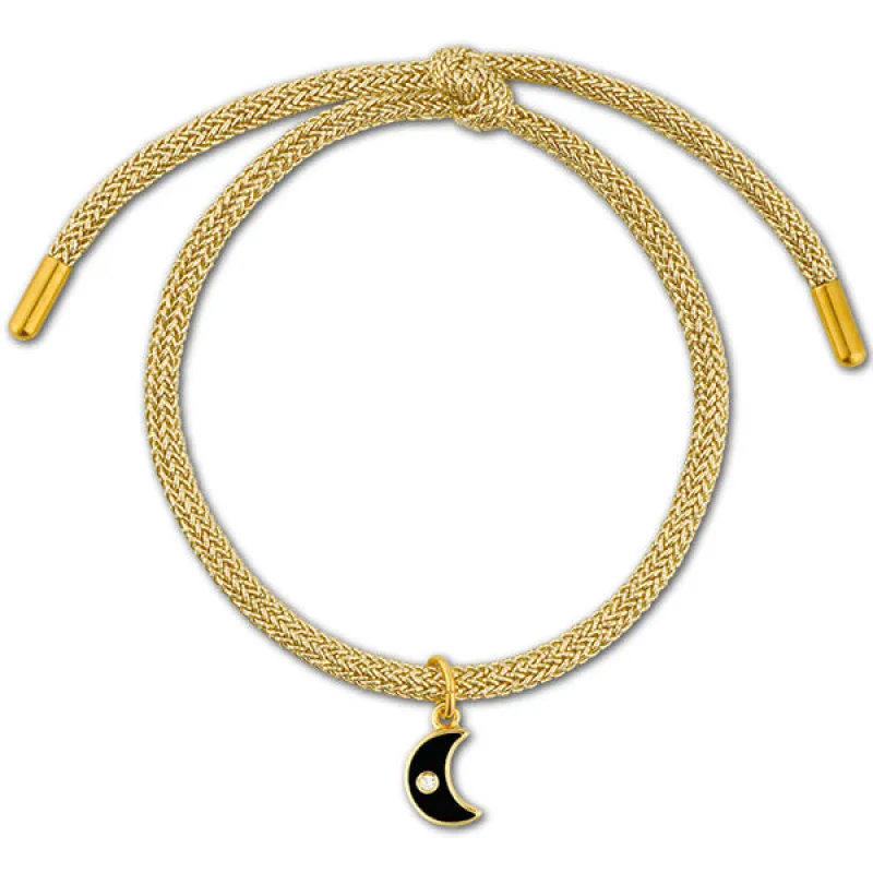 Gold Lurex Bracelet with Mini Enamel Moon Charm sold by HART