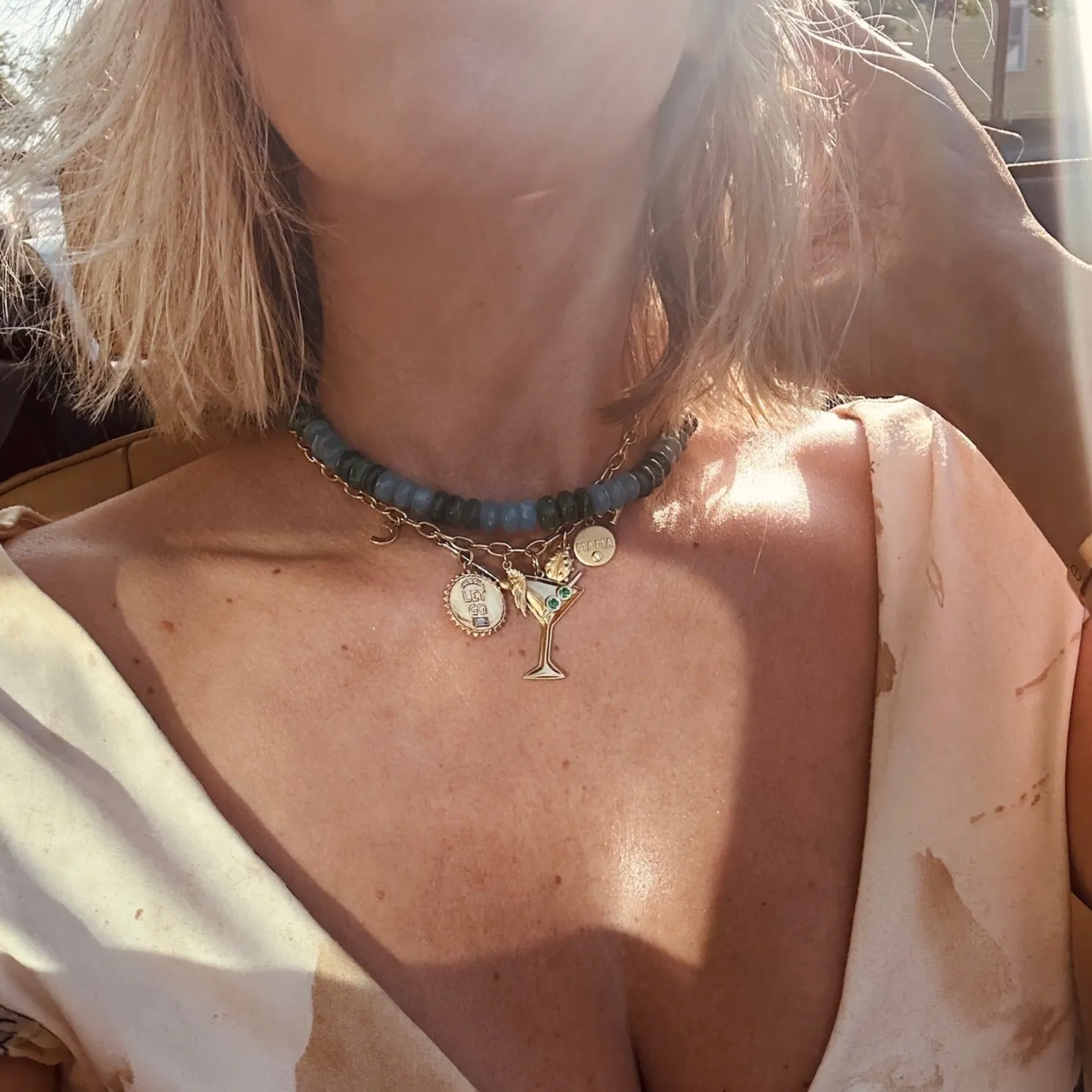 3x3 Malachite & Aquamarine Gemstone Necklace sold by HART product image thumbnail 3