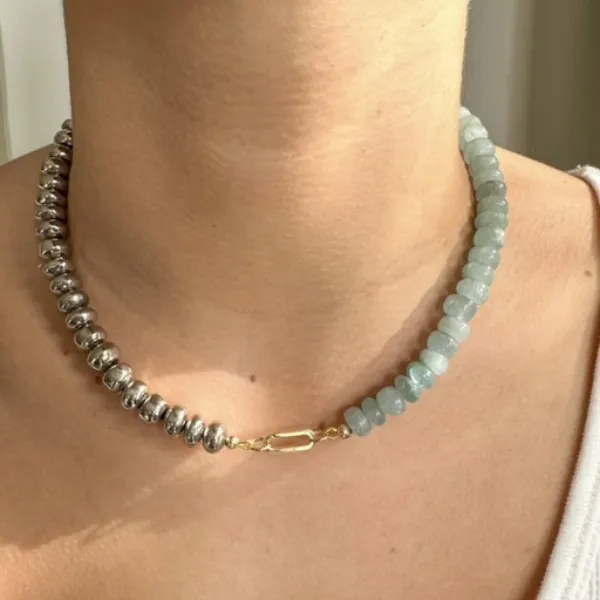50/50 Pyrite + Amazonite Gemstone Necklace sold by HART product image thumbnail 3