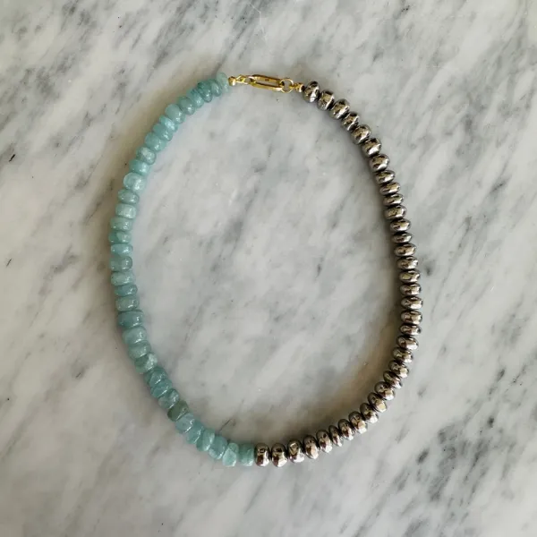 50/50 Pyrite + Amazonite Gemstone Necklace sold by HART