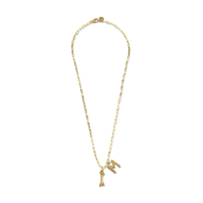 Dog Bone + Initial Necklace sold by HART
