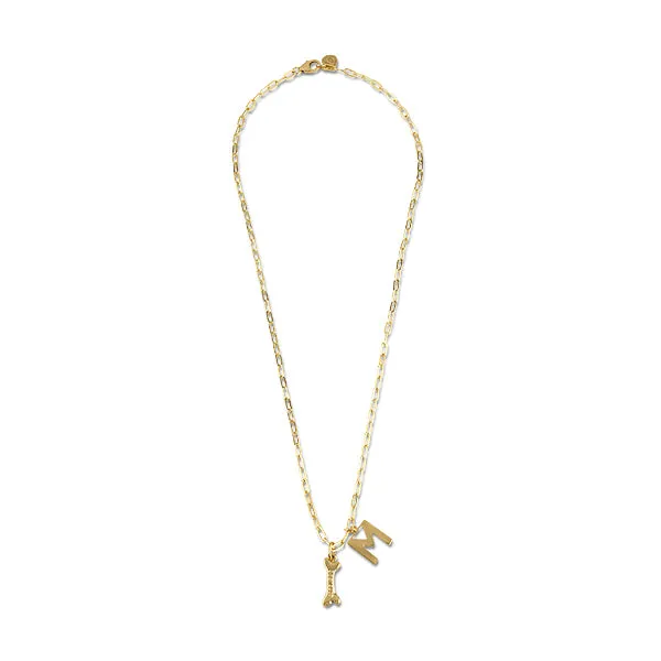 Dog Bone + Initial Necklace sold by HART