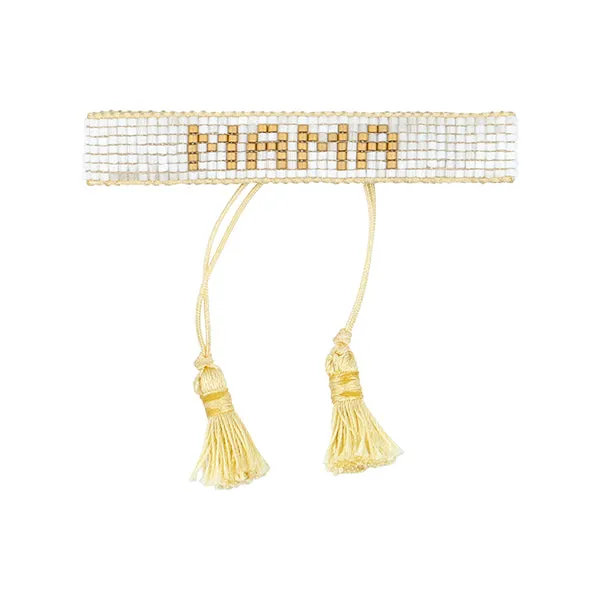 Small White & Gold MAMA Beaded Bracelet sold by HART product image thumbnail 3