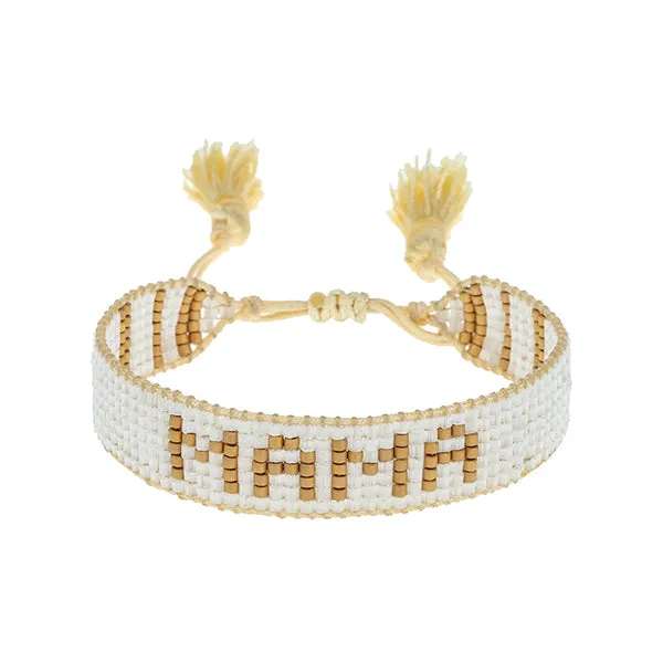 Small White & Gold MAMA Beaded Bracelet sold by HART