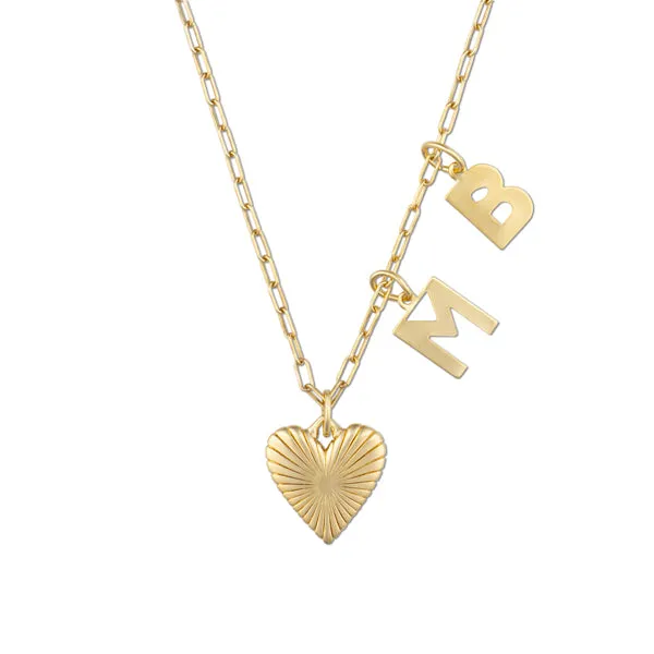 Personalized Small Ribbed Heart of Gold Necklace sold by HART