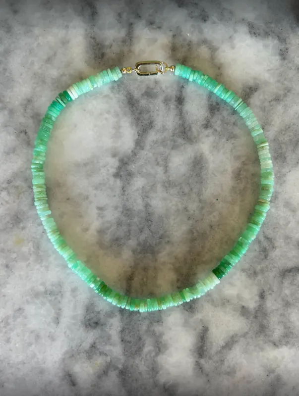 Chrysoprase Wheel Gemstone Necklace sold by HART