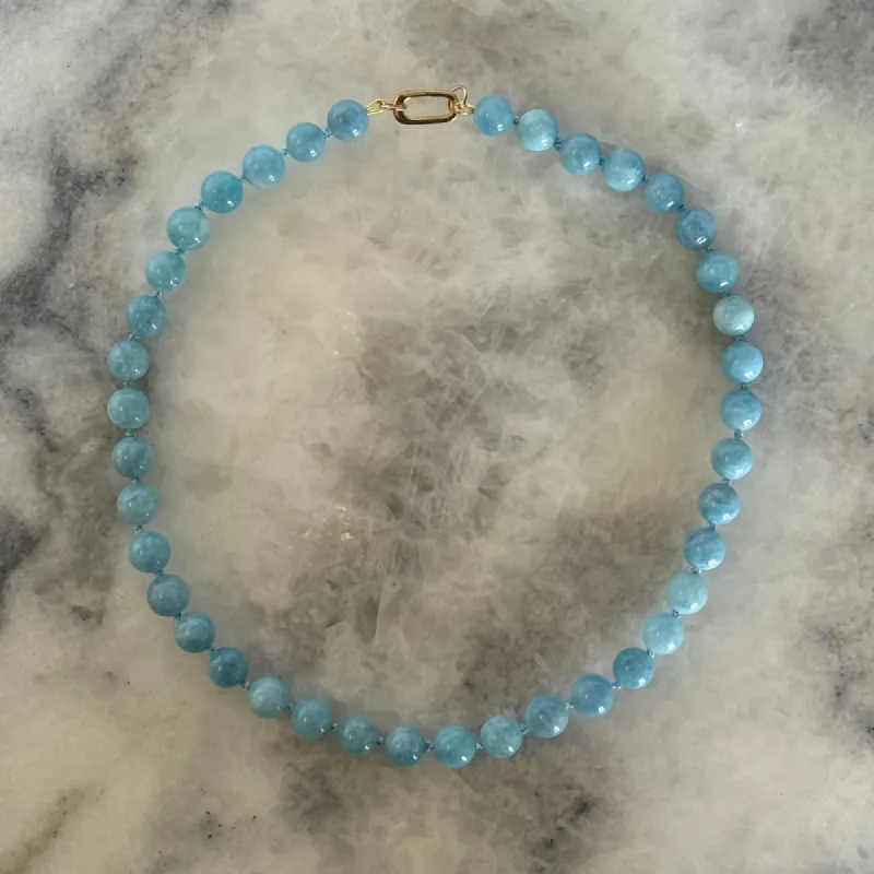 Aquamarine Knotted Gumball Gemstone Necklace sold by HART