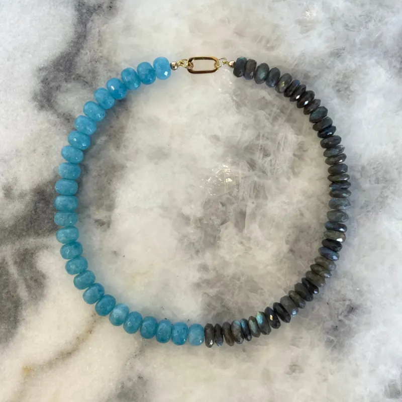 50/50 Labradorite and Aquamarine Gemstone Necklace sold by HART
