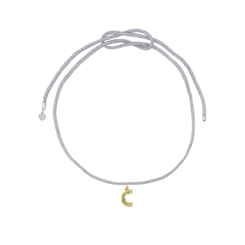 Silver Lurex Necklace Cord with Puffy Letter Charm sold by HART