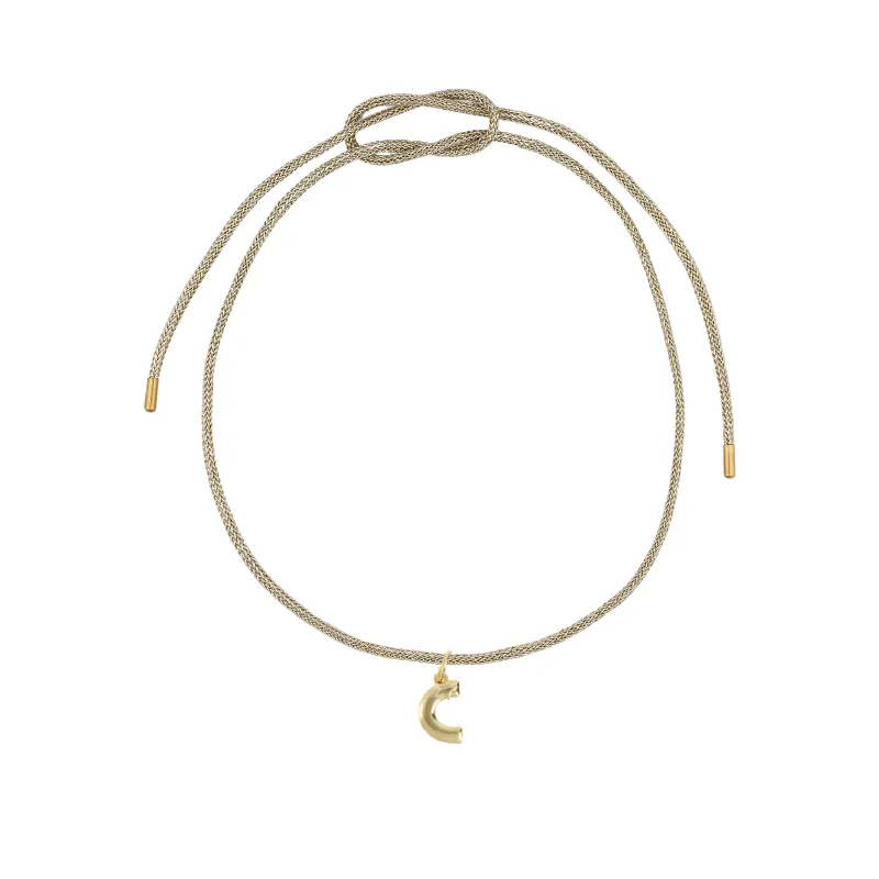 Gold Lurex Necklace Cord with Puffy Letter Charm sold by HART