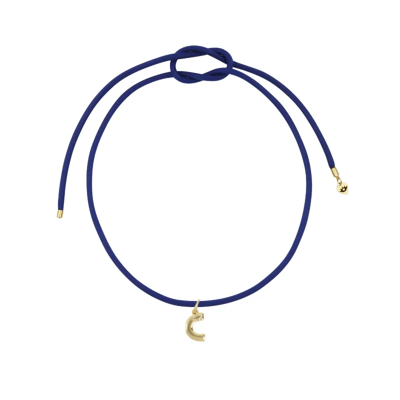 Navy Necklace Cord with Puffy Letter Charm made by HART