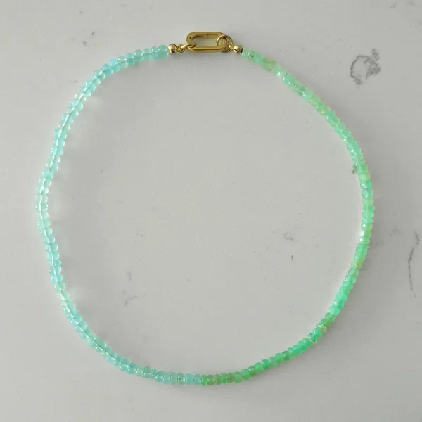 Teeny 50/50 Blue Aventurine and Green Chrysoprase Gemstone Necklace sold by HART
